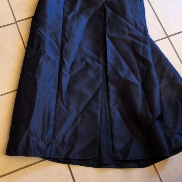 NWT Alfred Sung Off-The-shoulder Cuff Trumpet  Gown Slit Midnight Navy Blue 12 - Picture 3 of 13